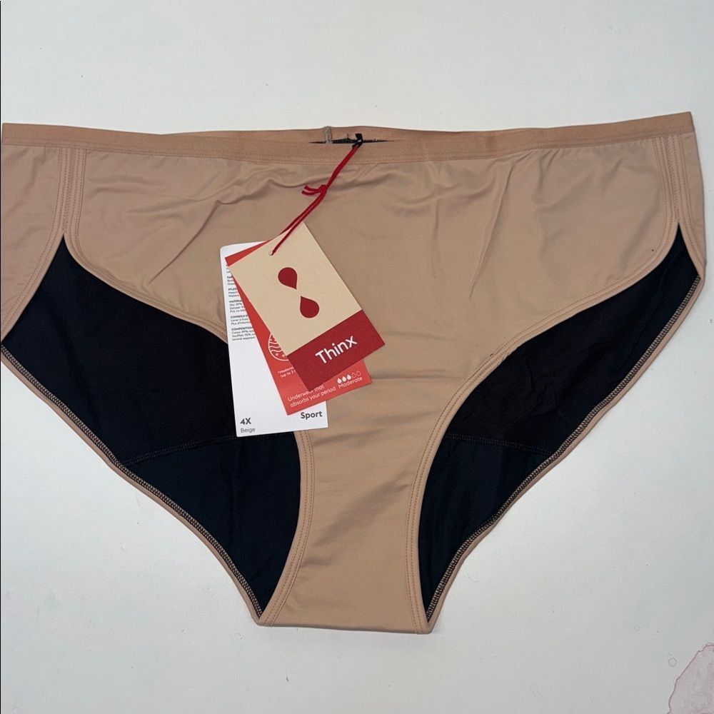 🔥Thinx Tan and Black Underwear Sz 4X sport New